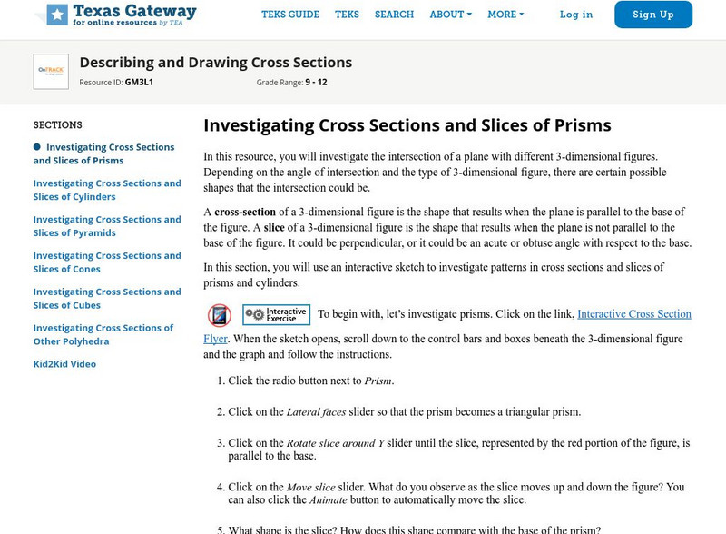 Texas Gateway: Describing and Drawing Cross Sections Unit Plan Texas Gateway: Describing and Drawing Cross Sections Unit Plan
