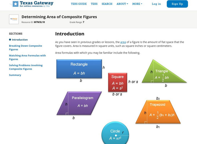 Texas Gateway: Determining Area: Composite Figures Unit Plan Texas Gateway: Determining Area: Composite Figures Unit Plan