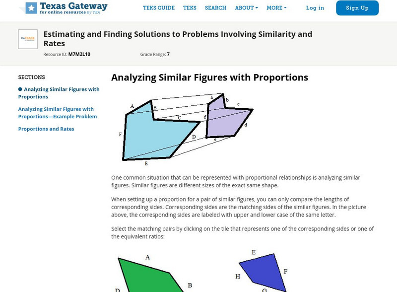 Texas Gateway:estimate and Find Solutions to Problems With Similarity and Rates Unit Plan Texas Gateway:estimate and Find Solutions to Problems With Similarity and Rates Unit Plan