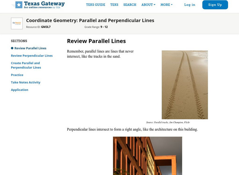 Texas Gateway: Coordinate Geometry: Parallel and Perpendicular Lines Unit Plan Texas Gateway: Coordinate Geometry: Parallel and Perpendicular Lines Unit Plan