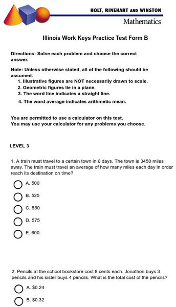 Holt, Rinehart and Winston: Illinois Works Keys Practice Test B Study Guide Holt, Rinehart and Winston: Illinois Works Keys Practice Test B Study Guide