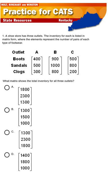 Holt, Rinehart and Winston: Cats Practice Test 2 Study Guide Holt, Rinehart and Winston: Cats Practice Test 2 Study Guide