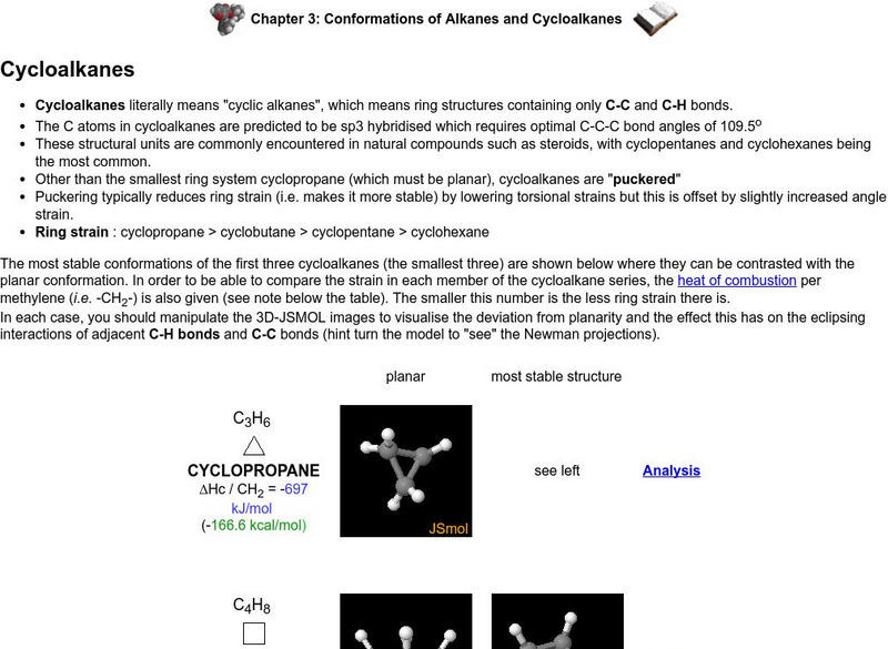 Univeristy of Calgary: Cycloalkanes Unit Plan Univeristy of Calgary: Cycloalkanes Unit Plan