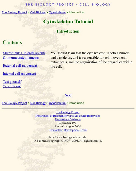 University of Arizona: Cytoskeleton Tutorial Unit Plan University of Arizona: Cytoskeleton Tutorial Unit Plan