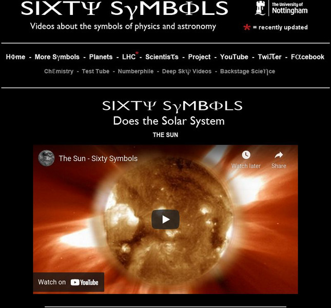 Sixty Symbols: Symbols of Physics and Astronomy: The Sun Instructional Video Sixty Symbols: Symbols of Physics and Astronomy: The Sun Instructional Video