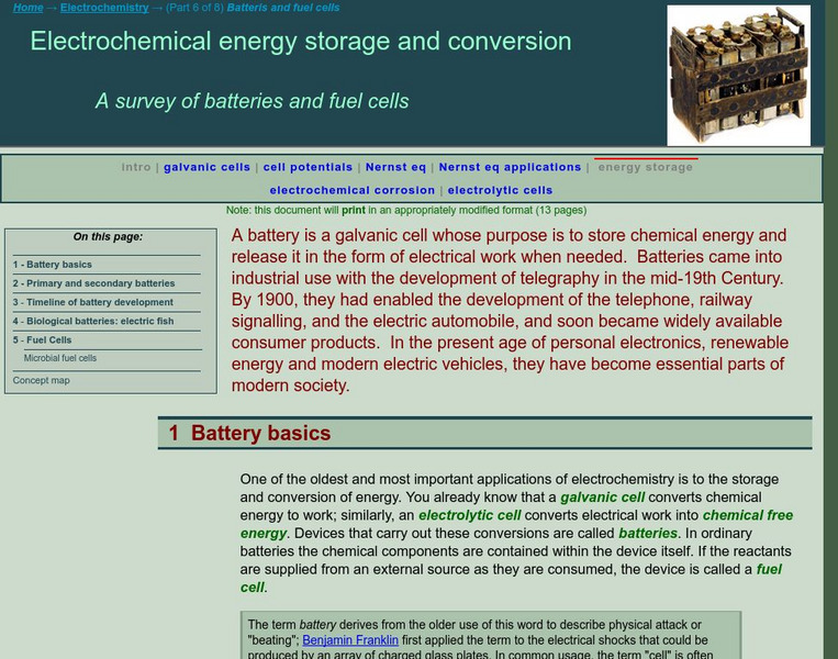 Chem1 Virtual Textbook: Primary and Secondary Batteries eBook Chem1 Virtual Textbook: Primary and Secondary Batteries eBook