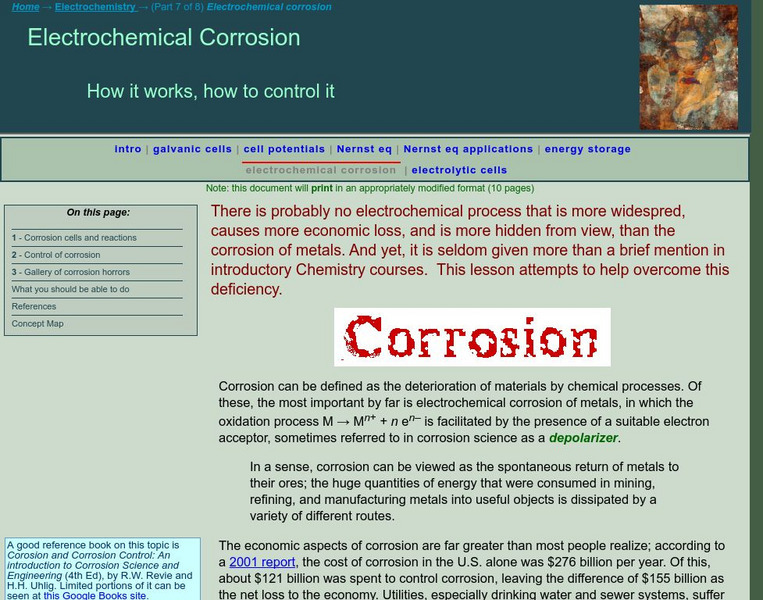 Chem1 Virtual Textbook: Electrochemical Corrosion eBook Chem1 Virtual Textbook: Electrochemical Corrosion eBook