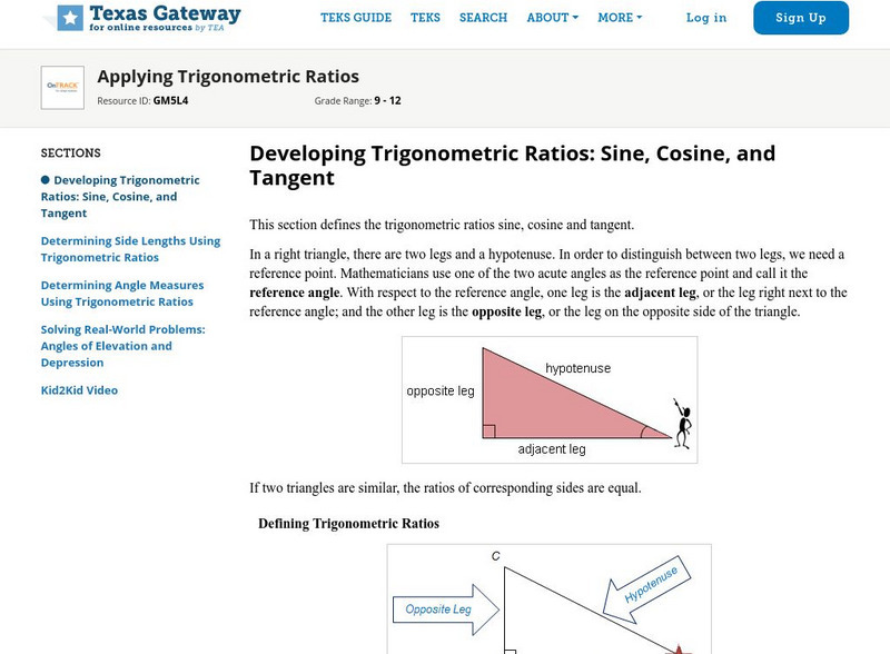Texas Gateway: Applying Trigonometric Ratios Unit Plan Texas Gateway: Applying Trigonometric Ratios Unit Plan