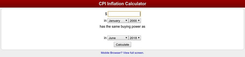 Bureau of Labor Statistics: Inflation Calculator Interactive Bureau of Labor Statistics: Inflation Calculator Interactive