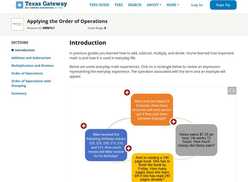 Texas Gateway: Applying the Order of Operations Unit Plan Texas Gateway: Applying the Order of Operations Unit Plan