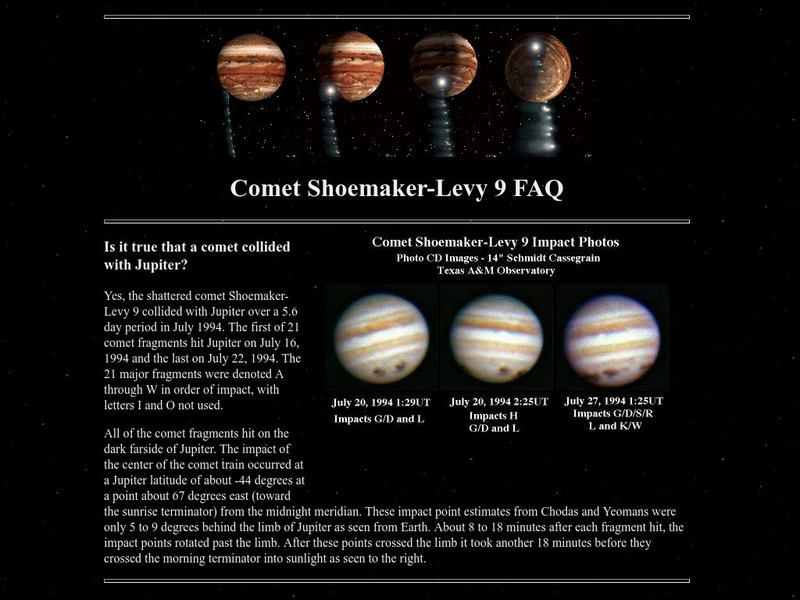 S F Austin State University /Jupiter Comet Collision Website