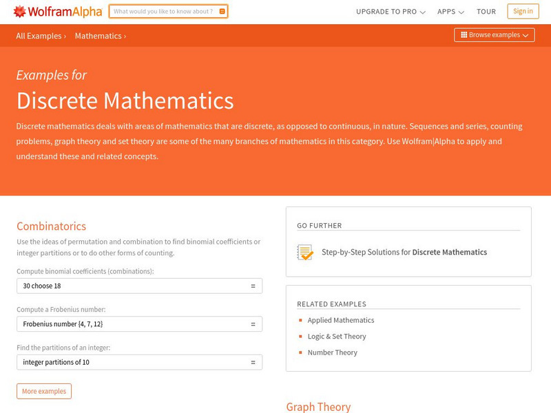 Wolfram Alpha: Examples for Discrete Mathematics Interactive Wolfram Alpha: Examples for Discrete Mathematics Interactive