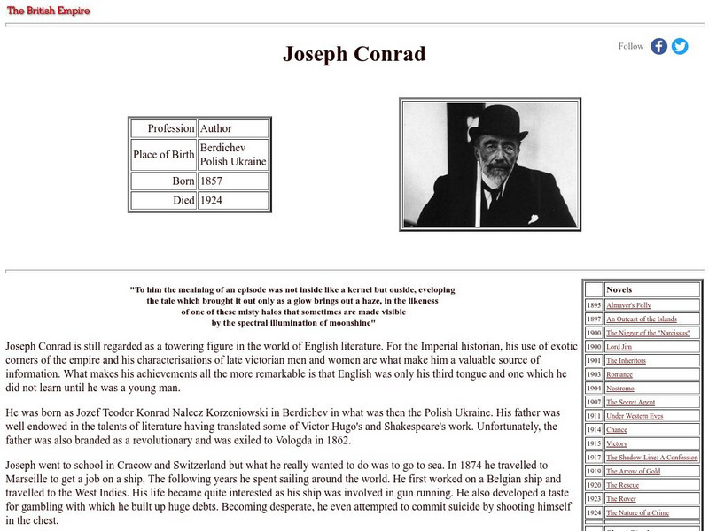 Stephen Luscombe: British Empire: Biographies: Joseph Conrad Website Stephen Luscombe: British Empire: Biographies: Joseph Conrad Website