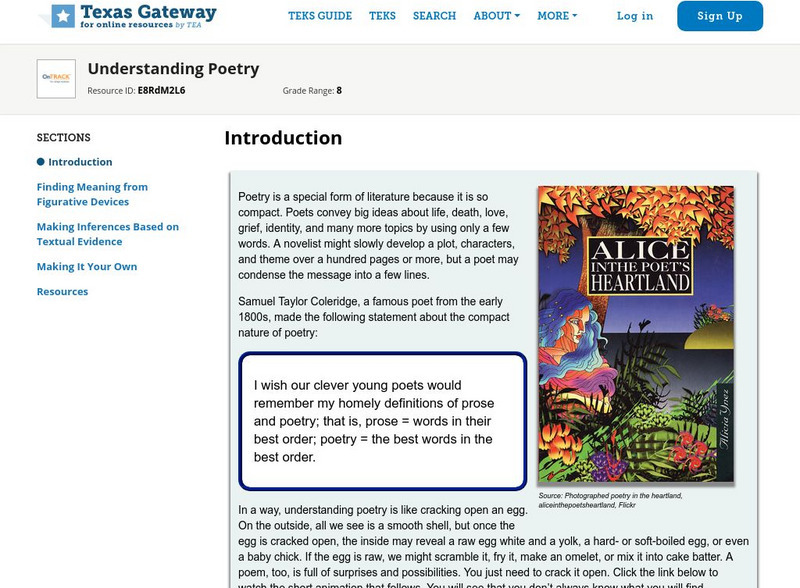 Texas Gateway: Understanding Poetry Unit Plan Texas Gateway: Understanding Poetry Unit Plan