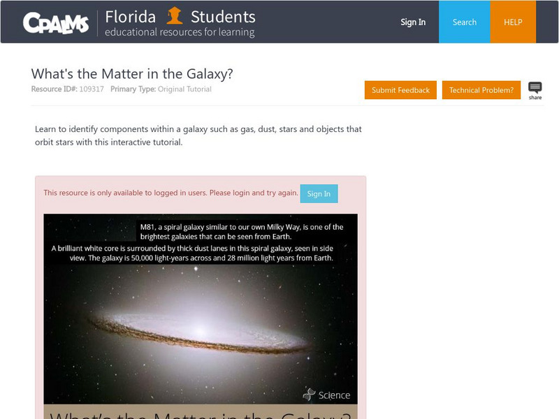 Florida State University Cpalms: Florida Students: What's the Matter in the Galaxy? Unit Plan Florida State University Cpalms: Florida Students: What's the Matter in the Galaxy? Unit Plan