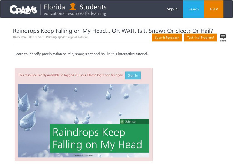 Florida State University Cpalms: Florida Students: Raindrops Keep Falling on My Head Unit Plan