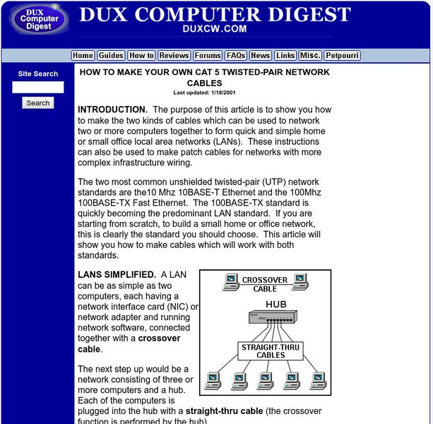 How to Make Your Own Cat 5 Twisted Pair Network Cables Handout
