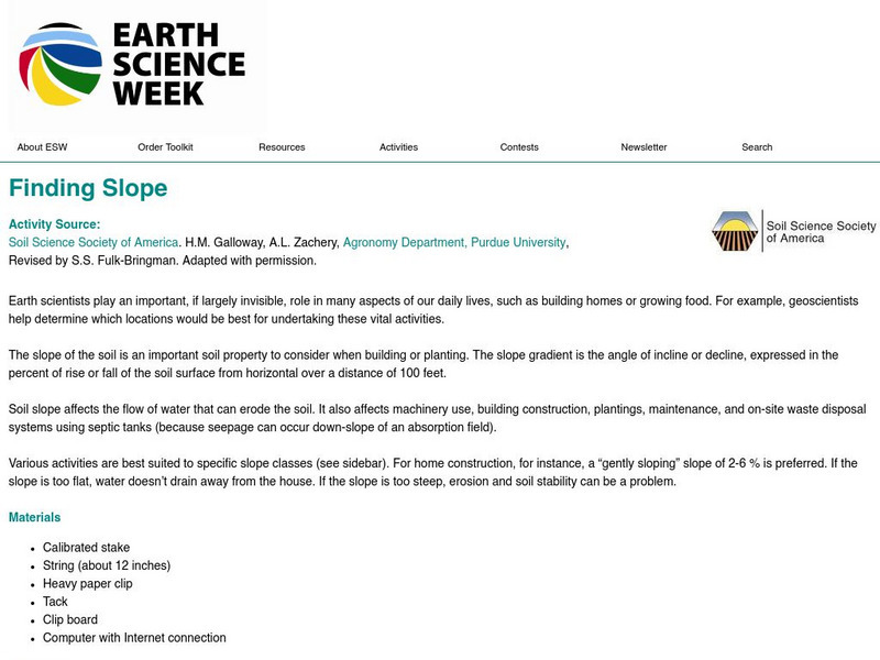 American Geosciences Institute: Earth Science Week: Finding Slope Lesson Plan