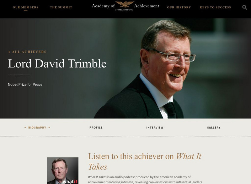 Academy of Achievement: David Trimble Handout Academy of Achievement: David Trimble Handout