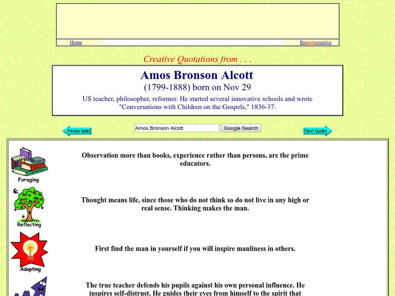 Creative Quotations: Amos Bronson Alcott Website