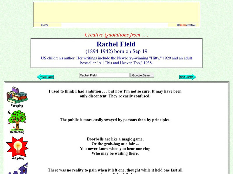 Creative Quotations: Rachel Field Website