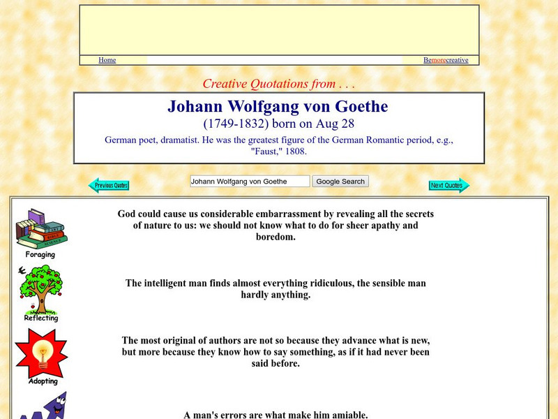 Creative Quotations: Johann Wolfgang Von Goethe Website Creative Quotations: Johann Wolfgang Von Goethe Website