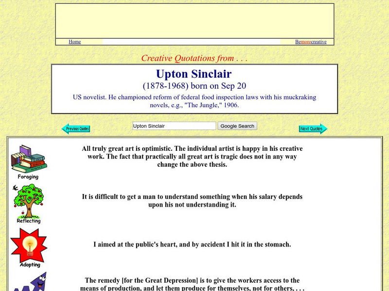 Creative Quotations: Upton Sinclair Website Creative Quotations: Upton Sinclair Website