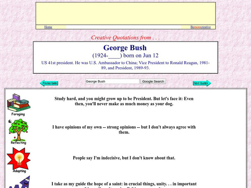 Creative Quotations: George H W Bush Handout Creative Quotations: George H W Bush Handout