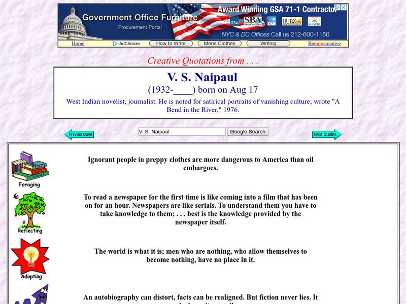 Creative Quotations: v.s. Naipaul Website Creative Quotations: v.s. Naipaul Website