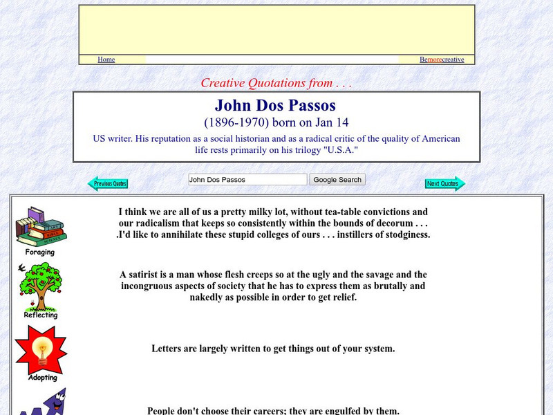 Creative Quotations: John Dos Passos Website Creative Quotations: John Dos Passos Website