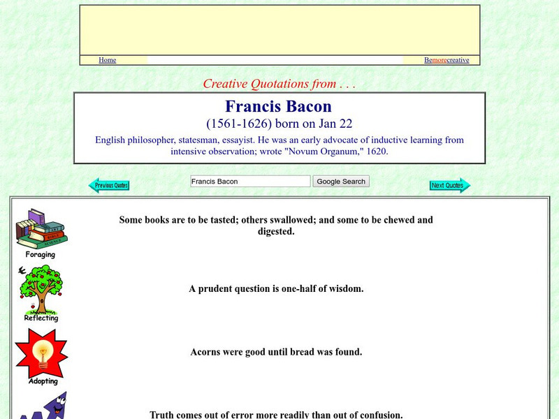 Creative Quotations: Francis Bacon Website Creative Quotations: Francis Bacon Website