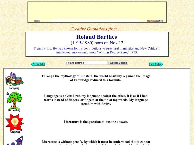 Creative Quotations: Roland Barthes Website Creative Quotations: Roland Barthes Website