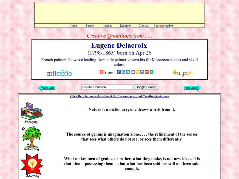 Creative Quotations: Eugene Delacroix Handout Creative Quotations: Eugene Delacroix Handout