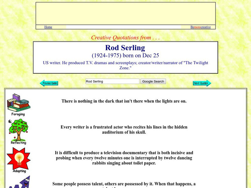 Creative Quotations: Rod Serling Website Creative Quotations: Rod Serling Website