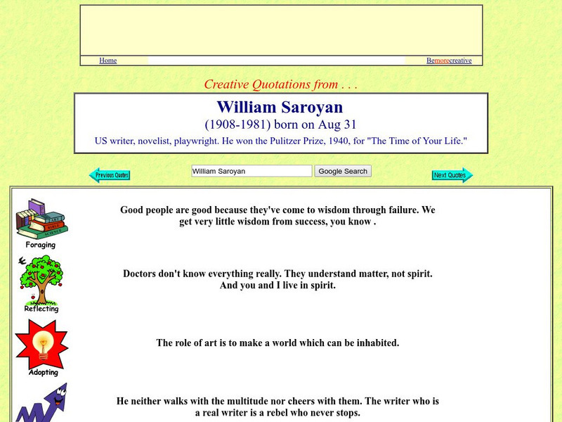Creative Quotations: William Saroyan Website Creative Quotations: William Saroyan Website