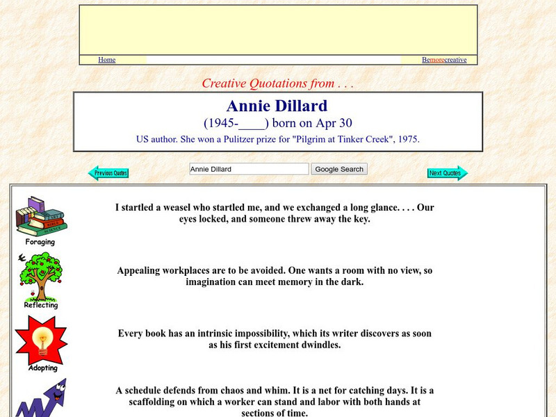 Creative Quotations: Annie Dillard Website Creative Quotations: Annie Dillard Website