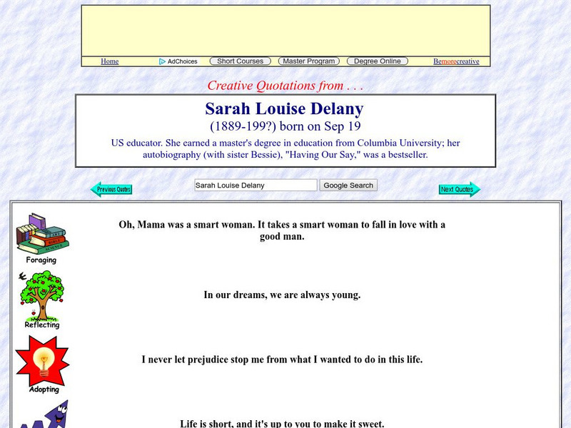 Creative Quotations: Sarah Delany Website Creative Quotations: Sarah Delany Website