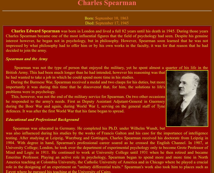 Nova Southeastern University: Charles Spearman Handout Nova Southeastern University: Charles Spearman Handout