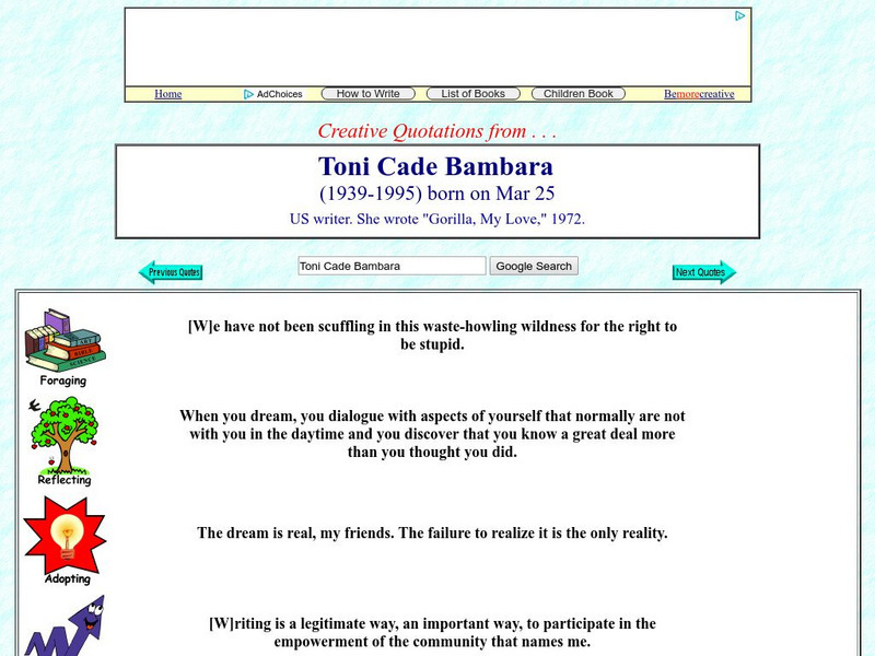 Creative Quotations: Toni Cade Bambara Website Creative Quotations: Toni Cade Bambara Website