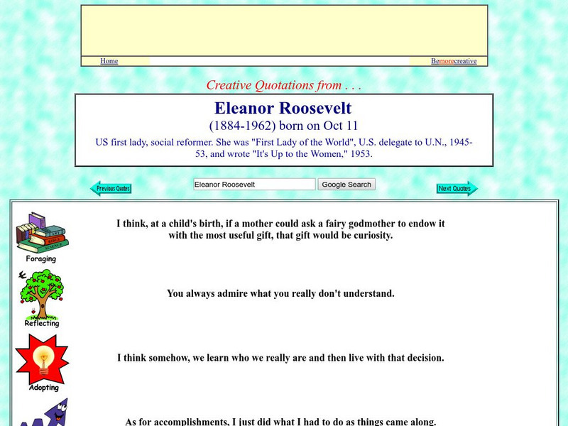 Creative Quotes: Eleanor Roosevelt Handout Creative Quotes: Eleanor Roosevelt Handout