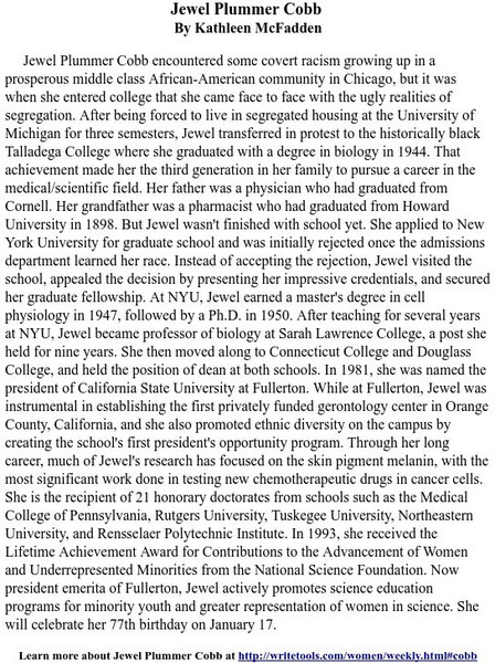 Jewel Plummer Cobb Handout