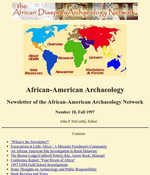 University of Illinois: Aaa Newsletter: Excavations at Little Africa a Missouri Freedmen's Community Handout