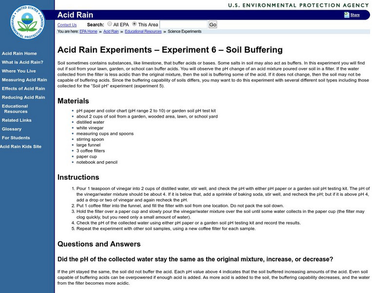 Epa: Soil Buffering Experiment Activity Epa: Soil Buffering Experiment Activity