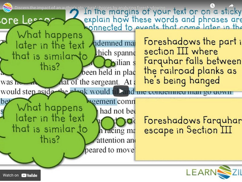 Learn Zillion: Discern Impact of Author Structural Choices: Analyze Foreshadowing Instructional Video Learn Zillion: Discern Impact of Author Structural Choices: Analyze Foreshadowing Instructional Video
