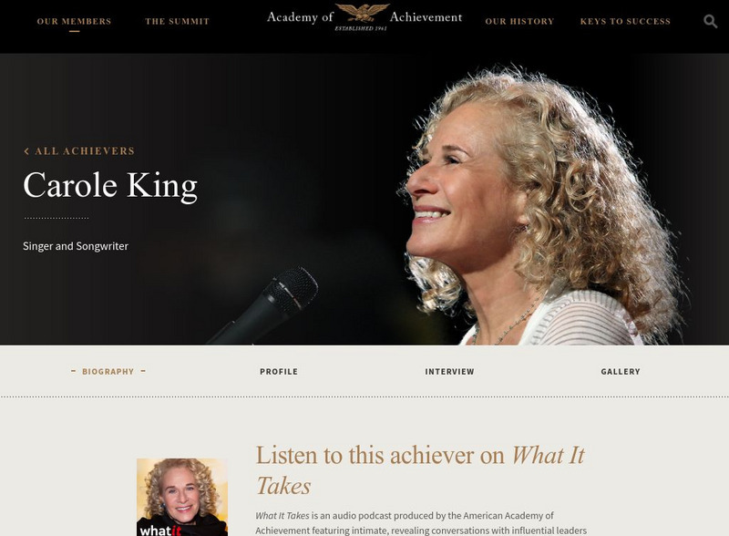 Academy of Achievement: Carole King Handout Academy of Achievement: Carole King Handout