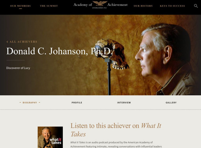 Academy of Achievement: Donald C. Johanson, ph.d. Handout Academy of Achievement: Donald C. Johanson, ph.d. Handout