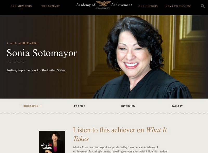Academy of Achievement: Sonia Sotomayor Handout Academy of Achievement: Sonia Sotomayor Handout