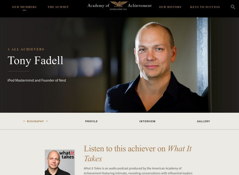 Academy of Achievement: Tony Fadell Handout Academy of Achievement: Tony Fadell Handout