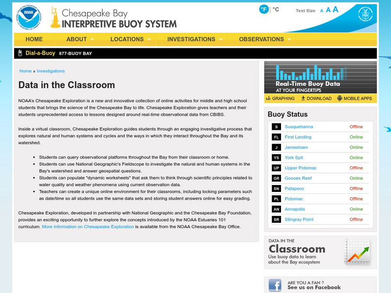 Noaa: Chesapeake Bay Interpretive Buoy System: Data in the Classroom Website Noaa: Chesapeake Bay Interpretive Buoy System: Data in the Classroom Website