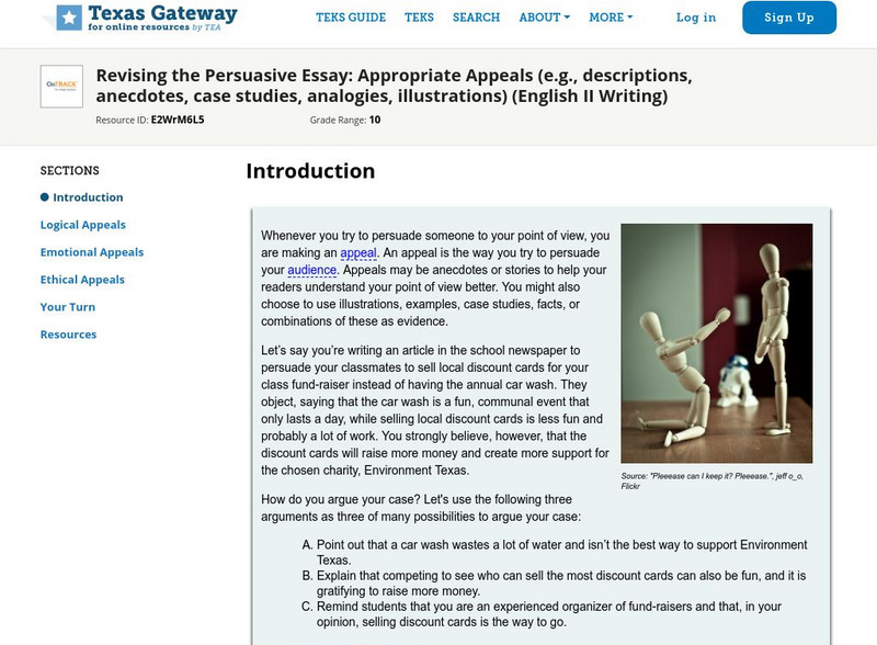 Texas Gateway: Revising the Persuasive Essay: Appropriate Appeals Unit Plan Texas Gateway: Revising the Persuasive Essay: Appropriate Appeals Unit Plan